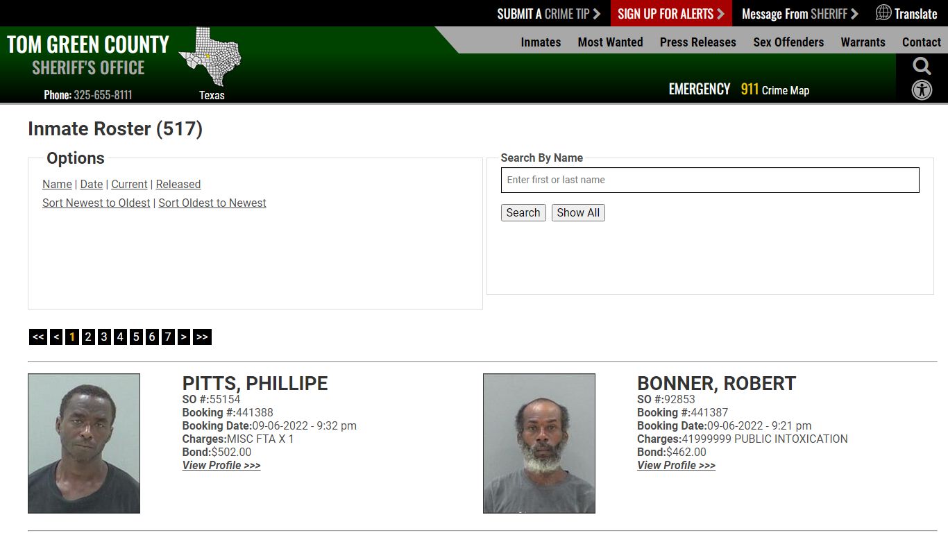 Inmate Roster (510) - Tom Green County Sheriff